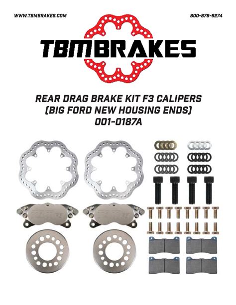 Solid Axle Rear End Instructions for TBM Brakes F3 Rear Drag Brake Kit - Complete Parts List and ...