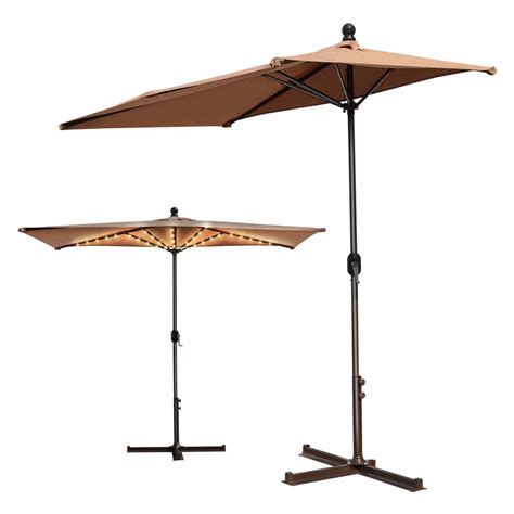 Sunrise Umbrella 8.2 x 4 ft. Rectangle Dome Top Half-Wall Patio Umbrella with Battery Powered ...