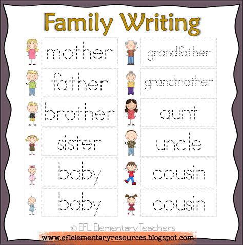 Family Worksheets For Kids