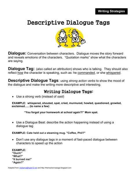 Descriptive Dialogue Tags