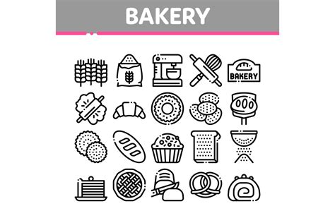 Bakery Tasty Food Collection Icons Set Vector Graphic by pikepicture · Creative Fabrica