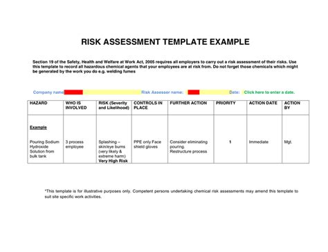 Risk Assessment Template - download free documents for PDF, Word and Excel