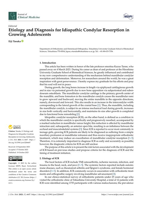 (PDF) Etiology and Diagnosis for Idiopathic Condylar Resorption in Growing Adolescents