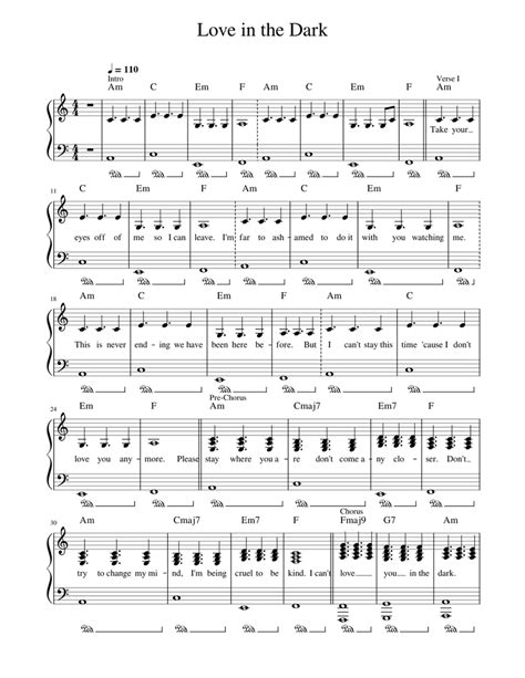 Love In The Dark – Adele Sheet music for Piano (Solo) Easy | Musescore.com