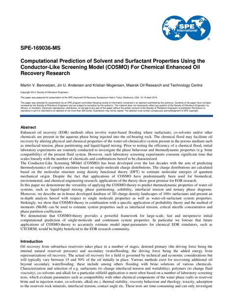 (PDF) Computational Prediction of Solvent and Surfactant Properties Using the Conductor-Like ...