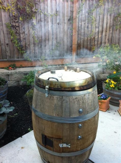 Wine barrel smoker original! | Barrel smoker, Wine barrel garden, Bbq ...