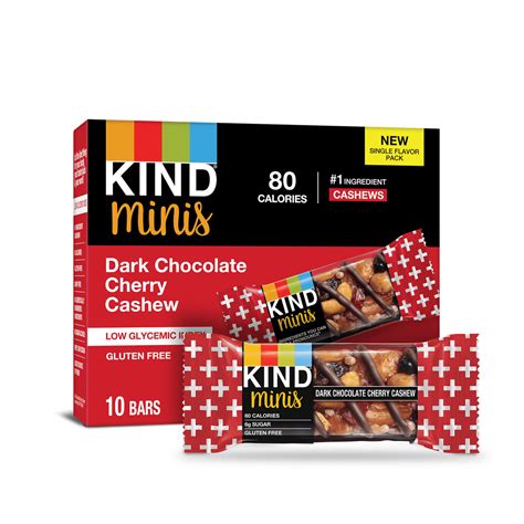 Kind Minis Dark Chocolate Cherry Cashew Bars, 0.7 oz, 10 count ...