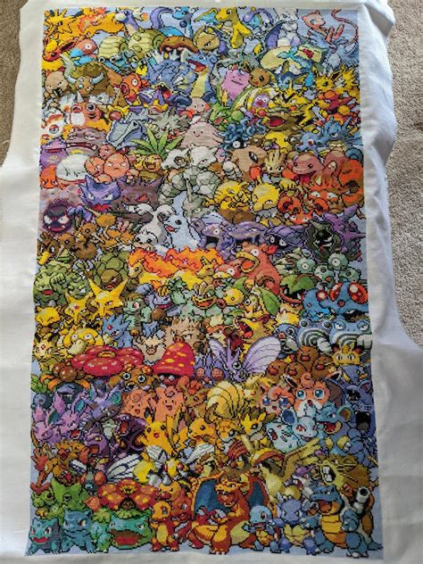 Pokemon fan shows off a cross-stitch that took 3 years to complete ...