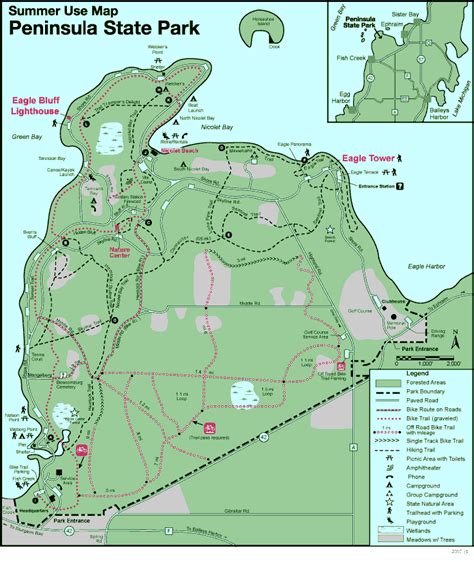 Peninsula State Park Map - Peninsula State Park WI USA • mappery