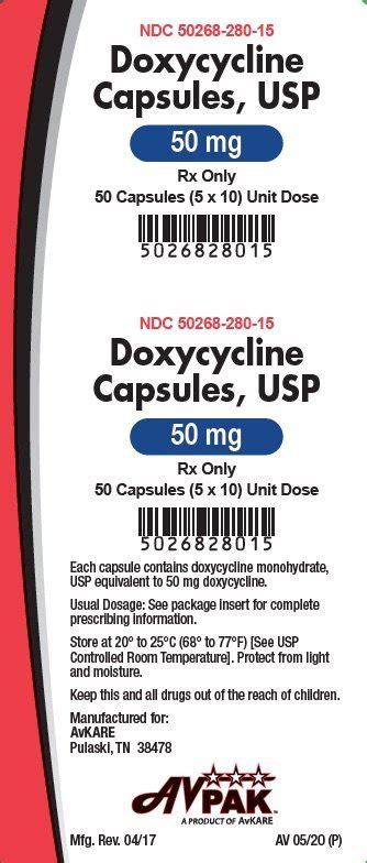 Doxycycline Monohydrate - FDA prescribing information, side effects and ...