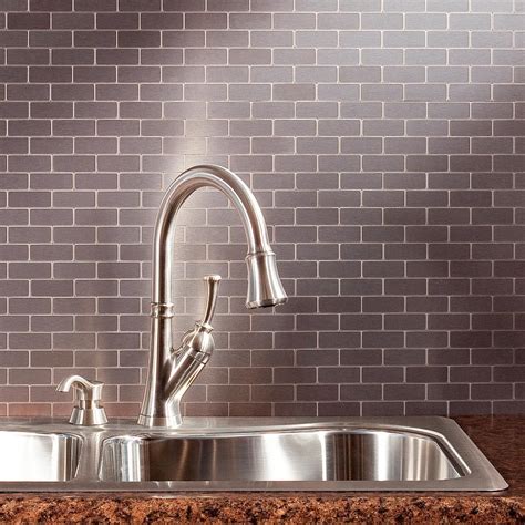 Aspect Subway Matted 12 in. x 4 in. Brushed Stainless Metal Decorative Tile Backsplash (1 sq. ft ...