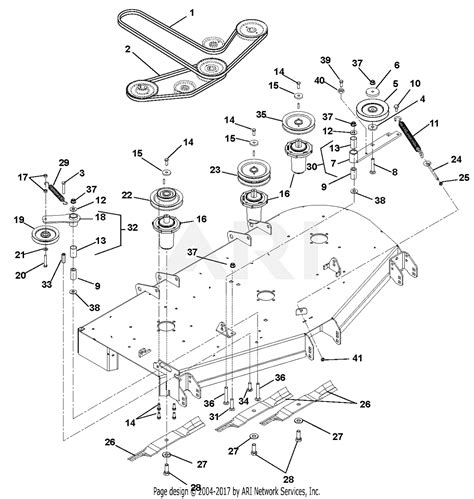 Ariens 991086 (010000 - 019999) Max Zoom 52 Parts Diagram for Belts, Spindles, Idlers and Mower ...