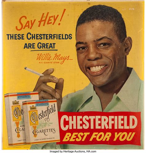 1950's Willie Mays Chesterfield Cigarettes Advertising Sign.... | Lot ...