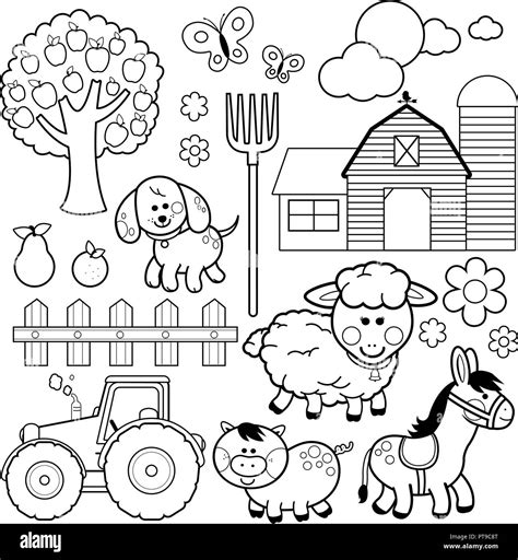 Clipart Black And White Farm Animals