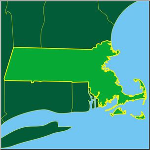 Clip Art: US State Maps: Massachusetts Color – Abcteach