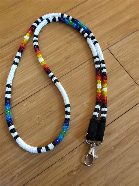 Beaded Lanyard - Native American - Extra Long Length - Powwow Lanyard - Native Beadwork - Lakota