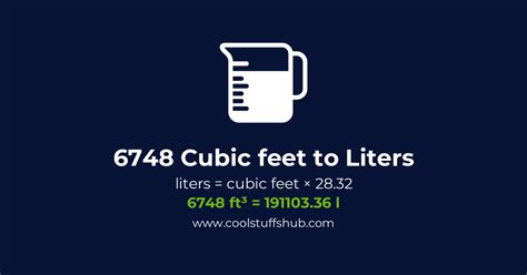 Convert 6748 cubic feet to liters (6748 ft³ to l conversion)