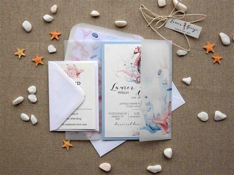 Watercolor Beach Wedding Invitations, Destination Wedding Invitations