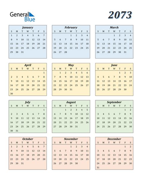 2073 Calendar (PDF, Word, Excel)