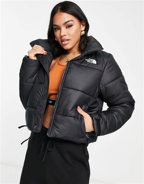 The North Face Saikuru Cropped Puffer Jacket in Black | Lyst