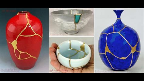 Kintsugi gifts, kintsugi bowl, Japanese art in repairing with gold a broken pottery, kintsukuroi ...