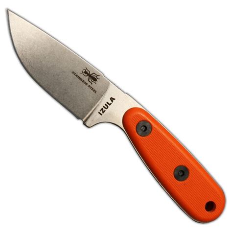 ESEE Izula Stainless Steel Fixed Blade Knife w/ Orange G10 Handles and Molded Polymer Sheath ...