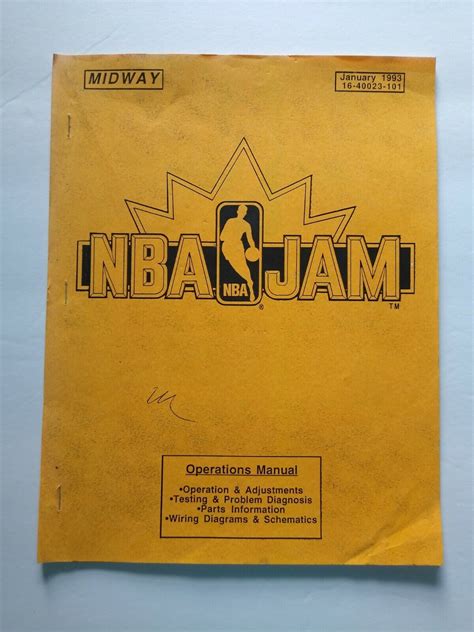 NBA Jam Arcade Operational Service MANUAL 1993 Original Video Game Paper Vintage