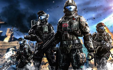 Download wallpapers Halo, 4k, soldiers, FPS, cyborgs, shooter for desktop free. Pictures for ...