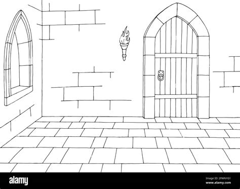 Medieval Castle Interior Drawing