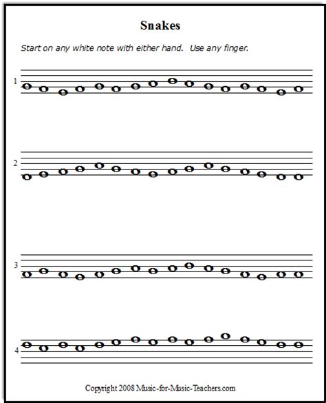 Piano Sheet Music for Beginners "Snakes": Free!