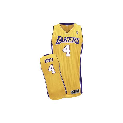 Men's Los Angeles Lakers Byron Scott Authentic Gold Home Adidas Jersey