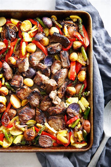 Sheet Pan Marinated Steak Tips with Veggies - Lexi's Clean Kitchen