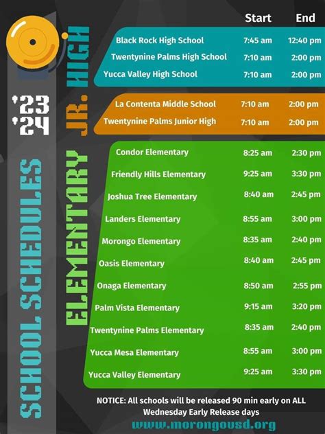 2023-2024 School Start Times | Morongo Unified School District