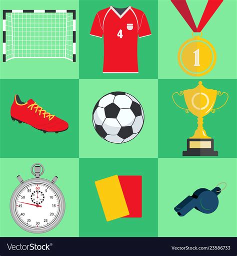 Soccer set football equipment collection Vector Image