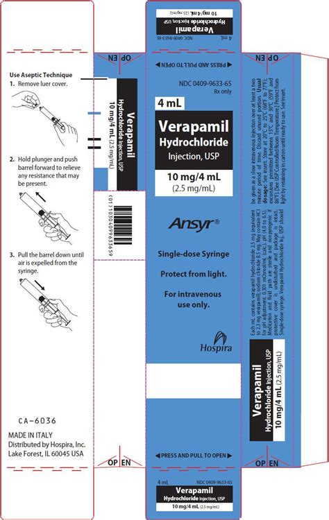 Verapamil Injection - FDA prescribing information, side effects and uses