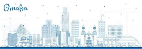 Outline Omaha Nebraska City Skyline with Blue Buildings. 17403614 ...