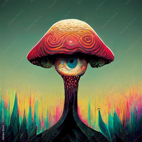 Abstract trippy mushroom art concepts. Psychedelic effect and ...