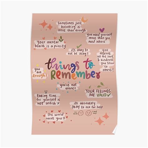 "Mental health reminders" Poster for Sale by owlcreates | Redbubble