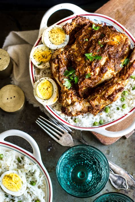 Steamed Masala Whole Chicken (Murgh Musallam) and Rice with Peas | Journey Kitchen