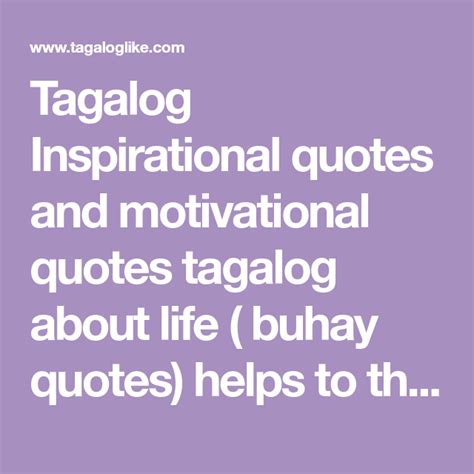 Tagalog Inspirational quotes and motivational quotes tagalog about life ...