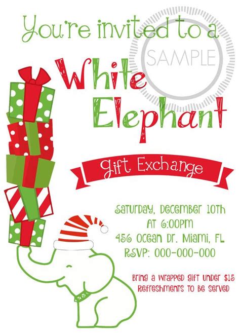 Free Printable White Elephant Invitation Template Free - Printable Templates