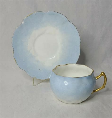 D&C France Limoges Sky Blue Gold Rim Demitasse Tea Cup Saucer Set FLAWS #Limoges | Tea cup ...