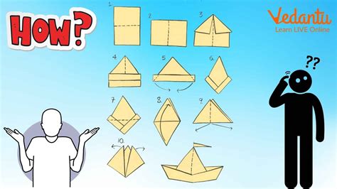 Instructions On How To Make A Paper Boat Step By Step Origami Diy Paper Crafts Kids Toys Flat ...