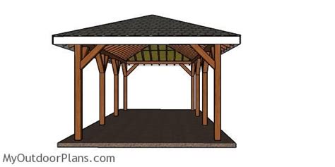 1 Car Carport with Hip Roof Plans | Wooden carports, Carport, Carport plans