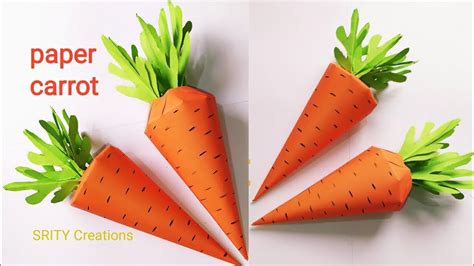 How to make paper carrot || paper carrot|| paper craft ideas| diy craft|| paper vegetable - YouTube