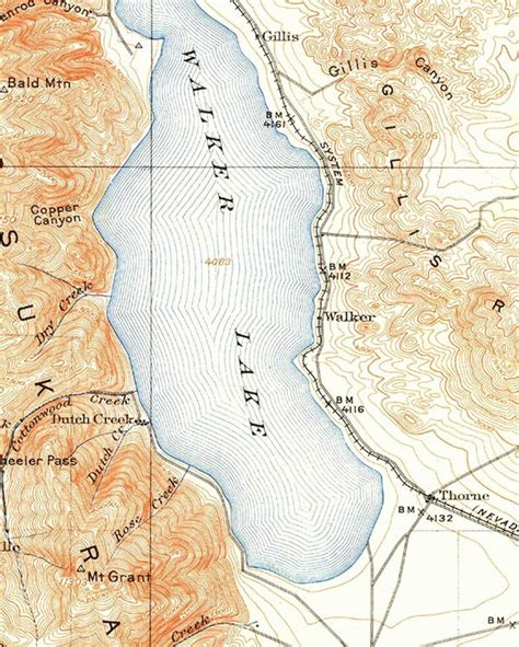 1909 Topo Map of Hawthorne Nevada Quadrangle | Etsy