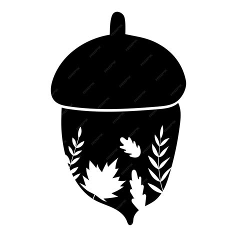 Premium Vector | Acorn silhouette and leaves acorn autumn vector icon ...