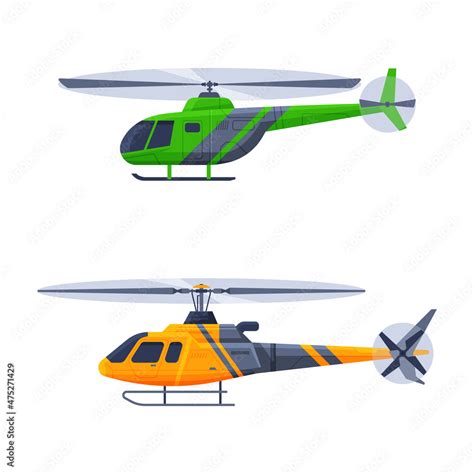 Helicopter as Rotorcraft with Horizontally-spinning Rotor Hovering in the Sky Vector Set Stock ...