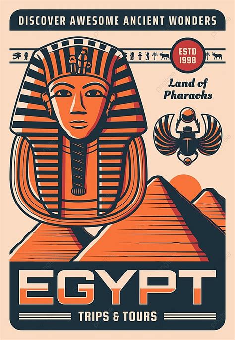 Egypt Travel Retro Poster With Vector Ancient Egyptian Landmarks Template Download on Pngtree