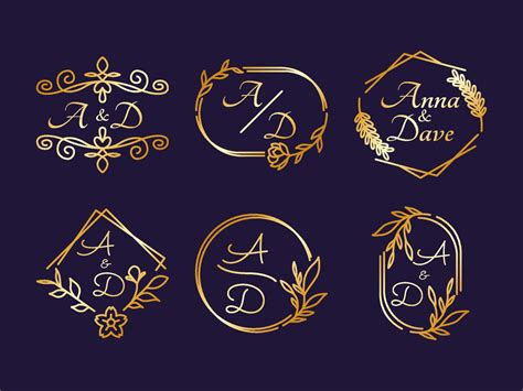 Wedding Monogram Set 7119531 Vector Art at Vecteezy